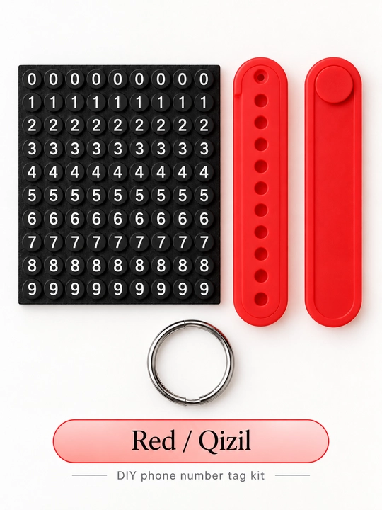 Telefon raqamli brelok, 0–9 raqamlar to‘plami, silikon, 4 xil rang