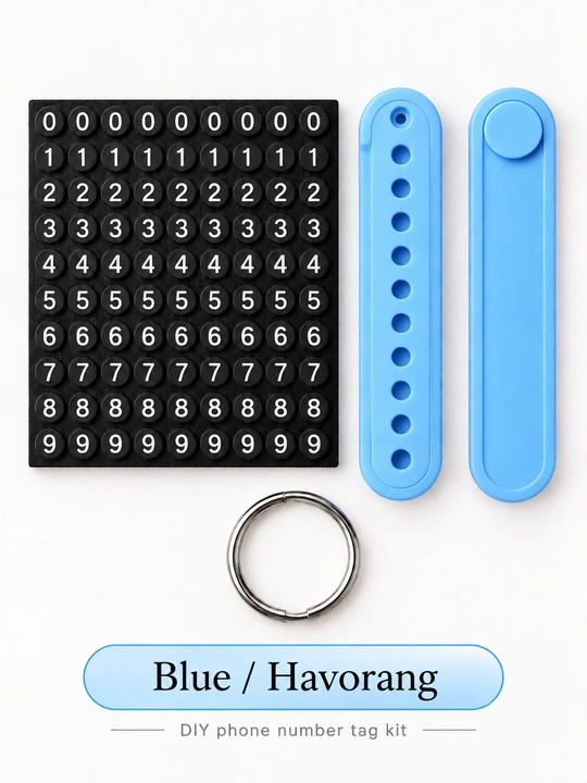 Telefon raqamli brelok, 0–9 raqamlar to‘plami, silikon, 4 xil rang