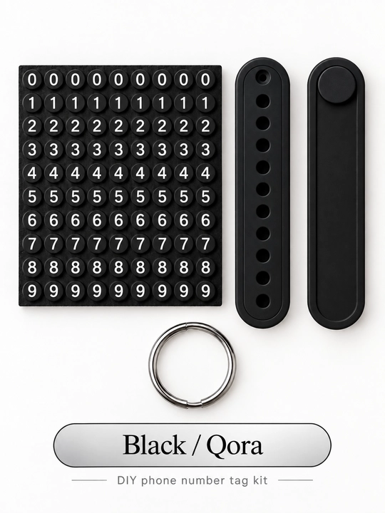Telefon raqamli brelok, 0–9 raqamlar to‘plami, silikon, 4 xil rang