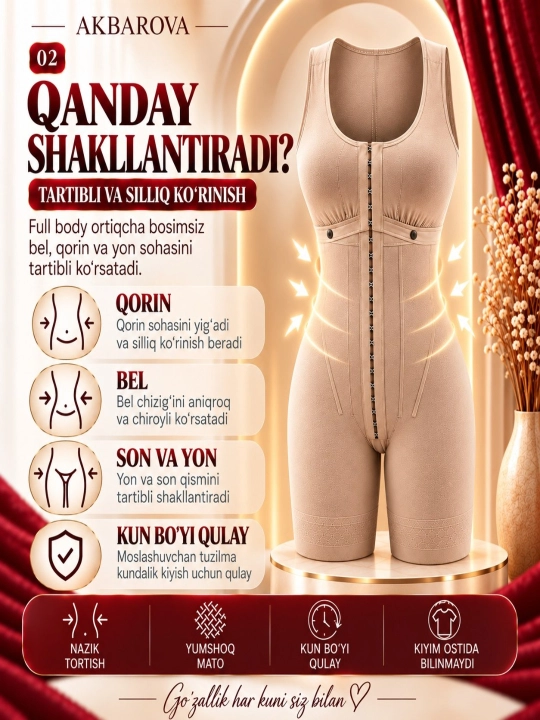 Fullbodi, qomatni korreksiyalovchi va shakllantiruvchi, Akbarova Xonzoda