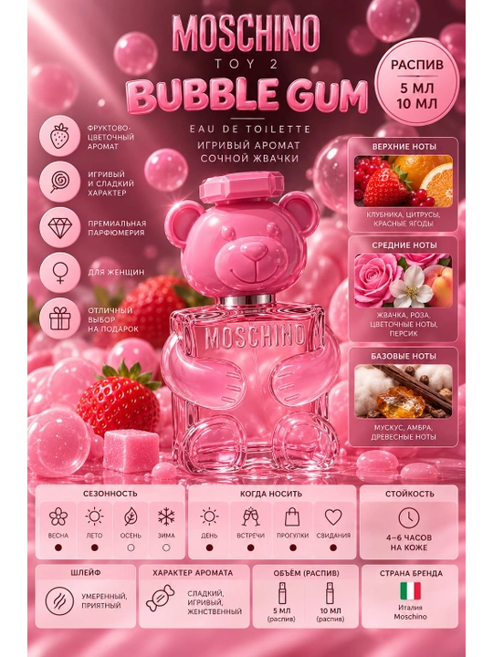 Moschino Toy 2 Bubble Gum Eau de Toilette — 5/10 мл