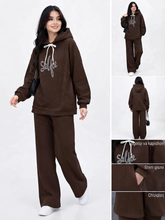 Qalin nachosli ayollar sport kiyimi ayollar divoykasi  issiq kapushonli hoodie  keng shim