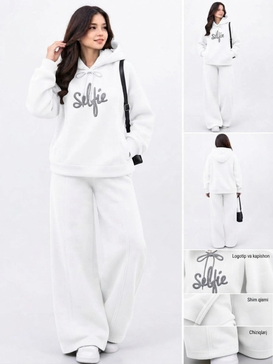 Qalin nachosli ayollar sport kiyimi ayollar divoykasi  issiq kapushonli hoodie  keng shim