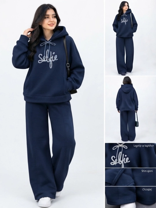 Qalin nachosli ayollar sport kiyimi ayollar divoykasi  issiq kapushonli hoodie  keng shim