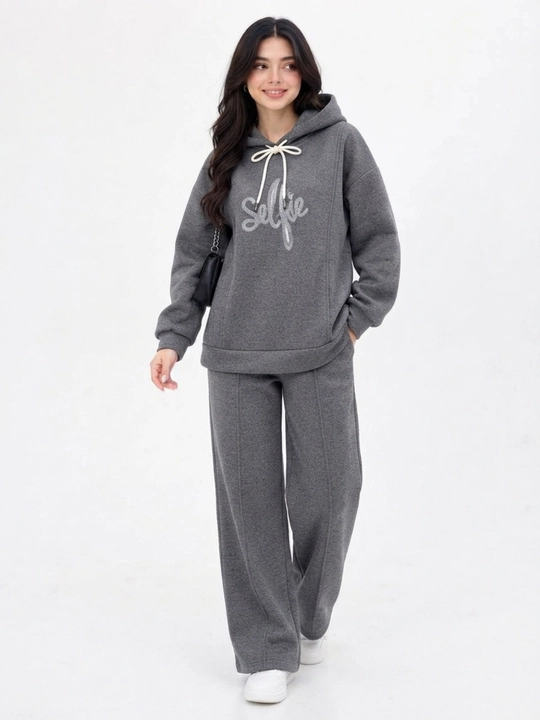 Qalin nachosli ayollar sport kiyimi ayollar divoykasi  issiq kapushonli hoodie  keng shim - 