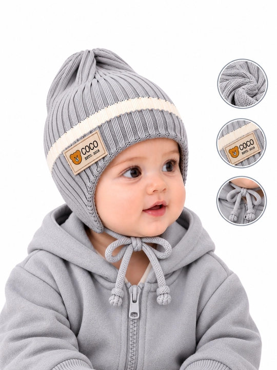 Детская шапка с завязками, для детей 1–2 лет, осенняя, зимняя - 