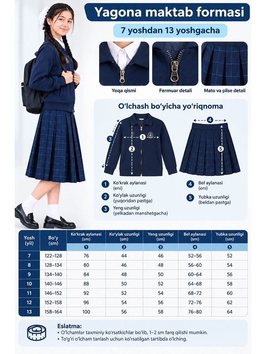 Школьная форма для девочек,1-6 классы, комплект из блузок, юбок и шапочки на русском языке