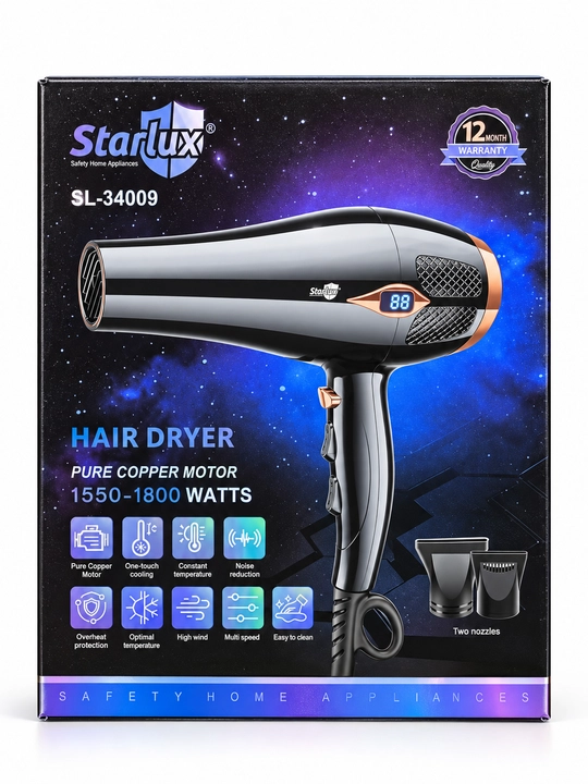 Starlux Soch Feni – Kuchli Professional Fen, Soch Quritish va Turmaklash Qurilmasi