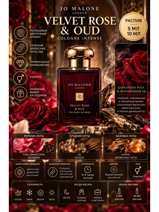 Jo Malone Velvet Rose & Oud Cologne Intense — 5/10 мл