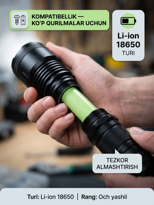 Аккумулятор Li-ion 18650 перезаряжаемый, цилиндрический