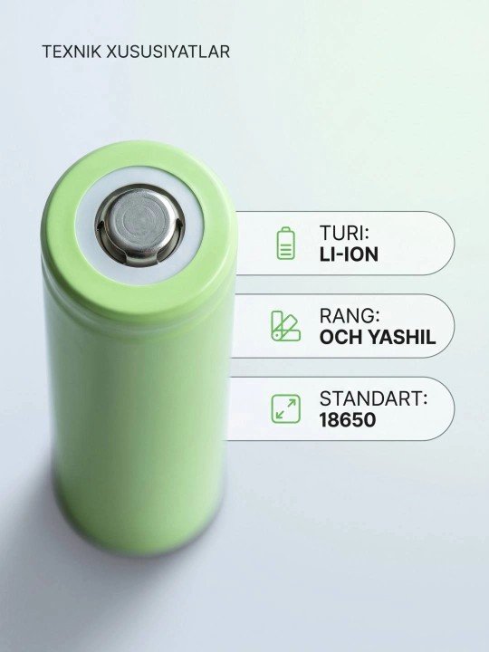 Аккумулятор Li-ion 18650 перезаряжаемый, цилиндрический