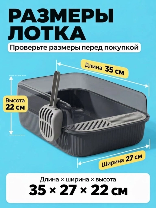 Oson tozalash uchun baland bortli va qulay kurakchali katta mushuk lotogi