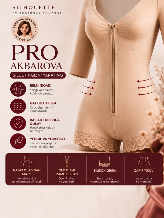 Korreksiyalovchi, qomatni shakllantiruvchi bodi Pro Akbarova Xonzoda - 