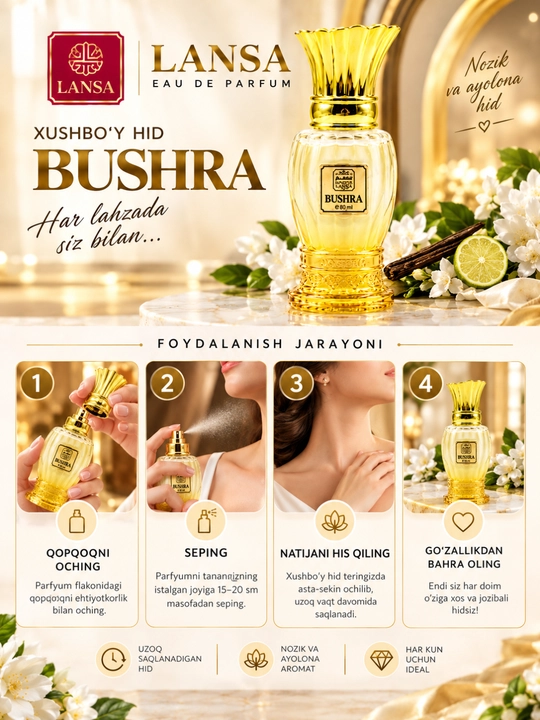 Amani, Lamsa, Bushra Aqua Parfum 30 мл, женский парфюм