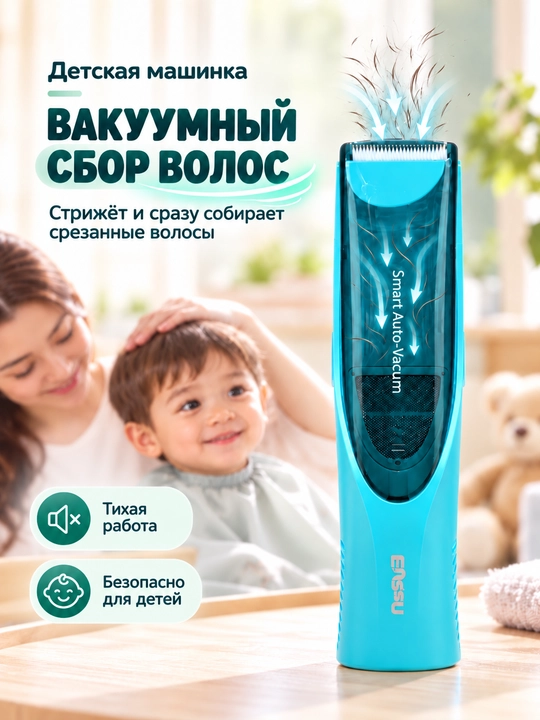 Детская машинка с вакуумным сбором волос, тихая работа - 