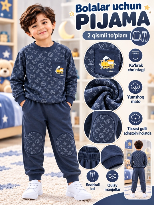 Детская пижама из кашемира, с уникальным дизайном - 