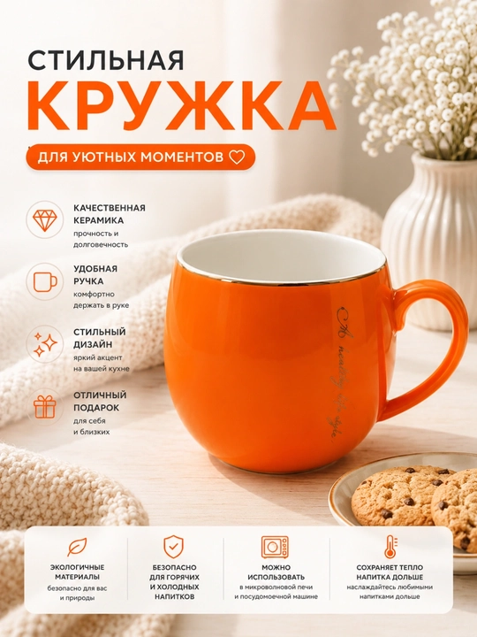Керамический бокал-кружка для чая, кофе и других напитков