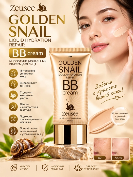 BB крем, Golden Snail, крем для лица, увлажняющий крем, крем с улиткой - 