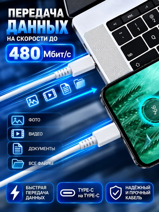 45W USB-C PD зарядное устройство и Type-C кабель 1,8 м 5A для телефонов