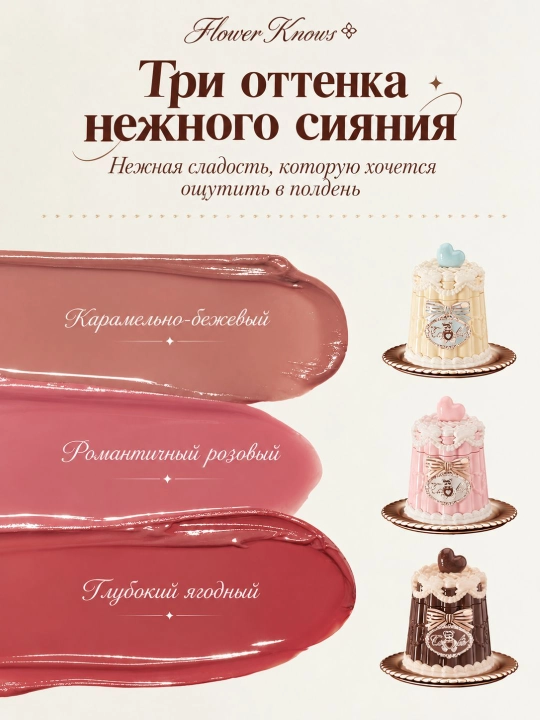 Flower Knows Sweetheart Bear желе-тинт для губ, глянцевый финиш