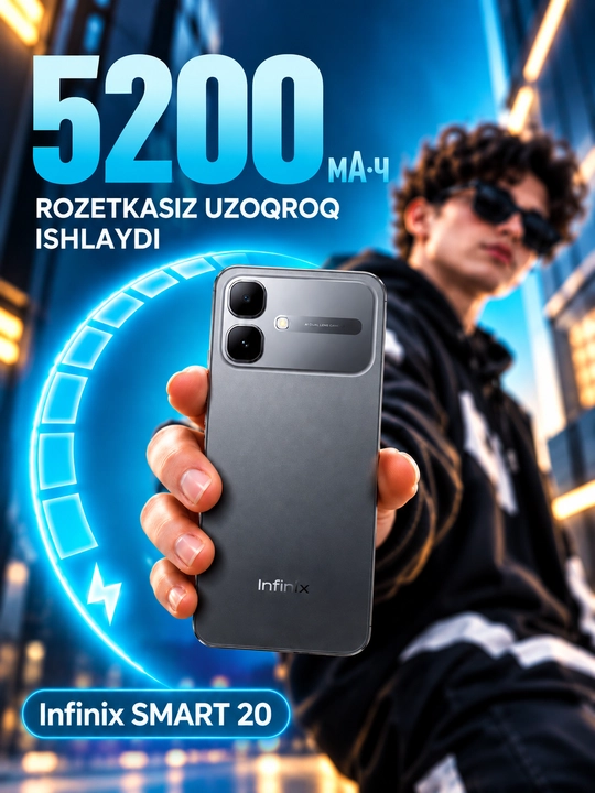Smartfon Infinix Smart 20, 5200 mAh, 120Hz HD+ LCD, G81 Ultimate