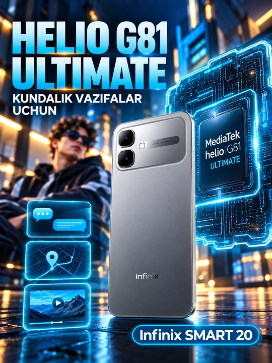 Smartfon Infinix Smart 20, 5200 mAh, 120Hz HD+ LCD, G81 Ultimate