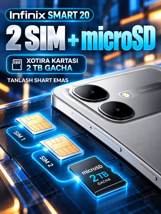 Smartfon Infinix Smart 20, 5200 mAh, 120Hz HD+ LCD, G81 Ultimate