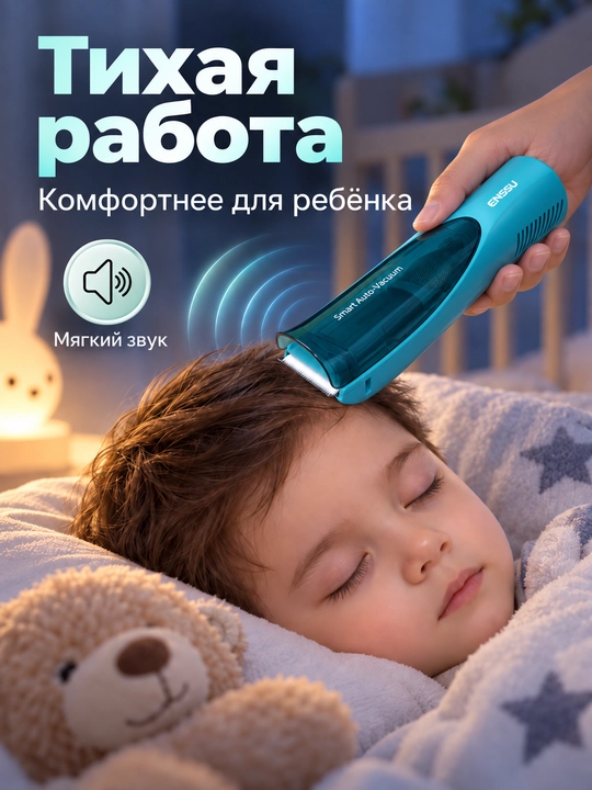 Bolalar uchun soch olish mashinkasi, vakuumli yig‘ish, IPX7, USB