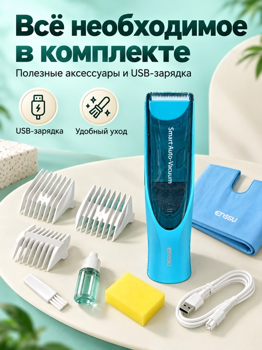 Bolalar uchun soch olish mashinkasi, vakuumli yig‘ish, IPX7, USB