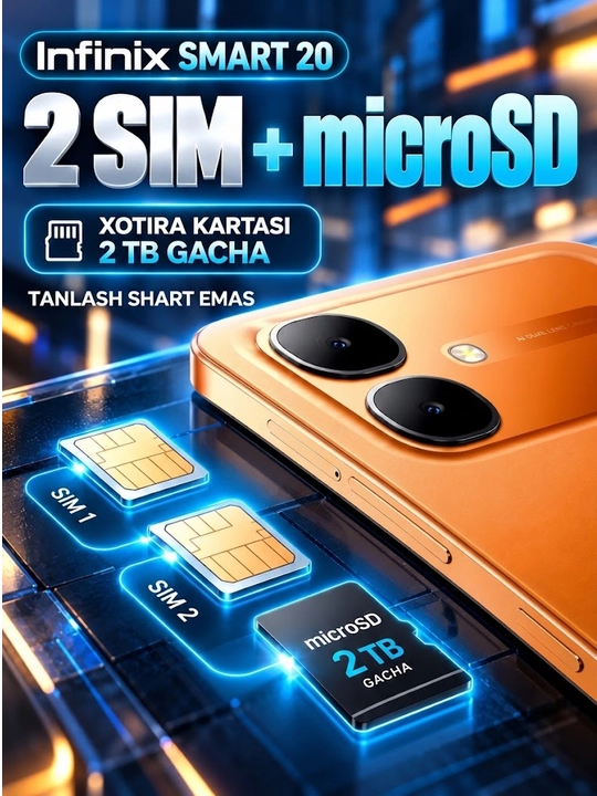 Смартфон Infinix Smart 20, 5200 мА·ч, 6.78″ HD+ IPS LCD 120 Гц MediaTek Helio G81 Ultimate