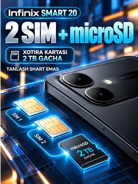 Smartfon Infinix Smart 20, 5200 mAh, 120Hz HD+ LCD, G81 Ultimate