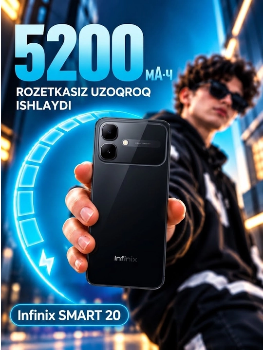 Smartfon Infinix Smart 20, 5200 mAh, 120Hz HD+ LCD, G81 Ultimate