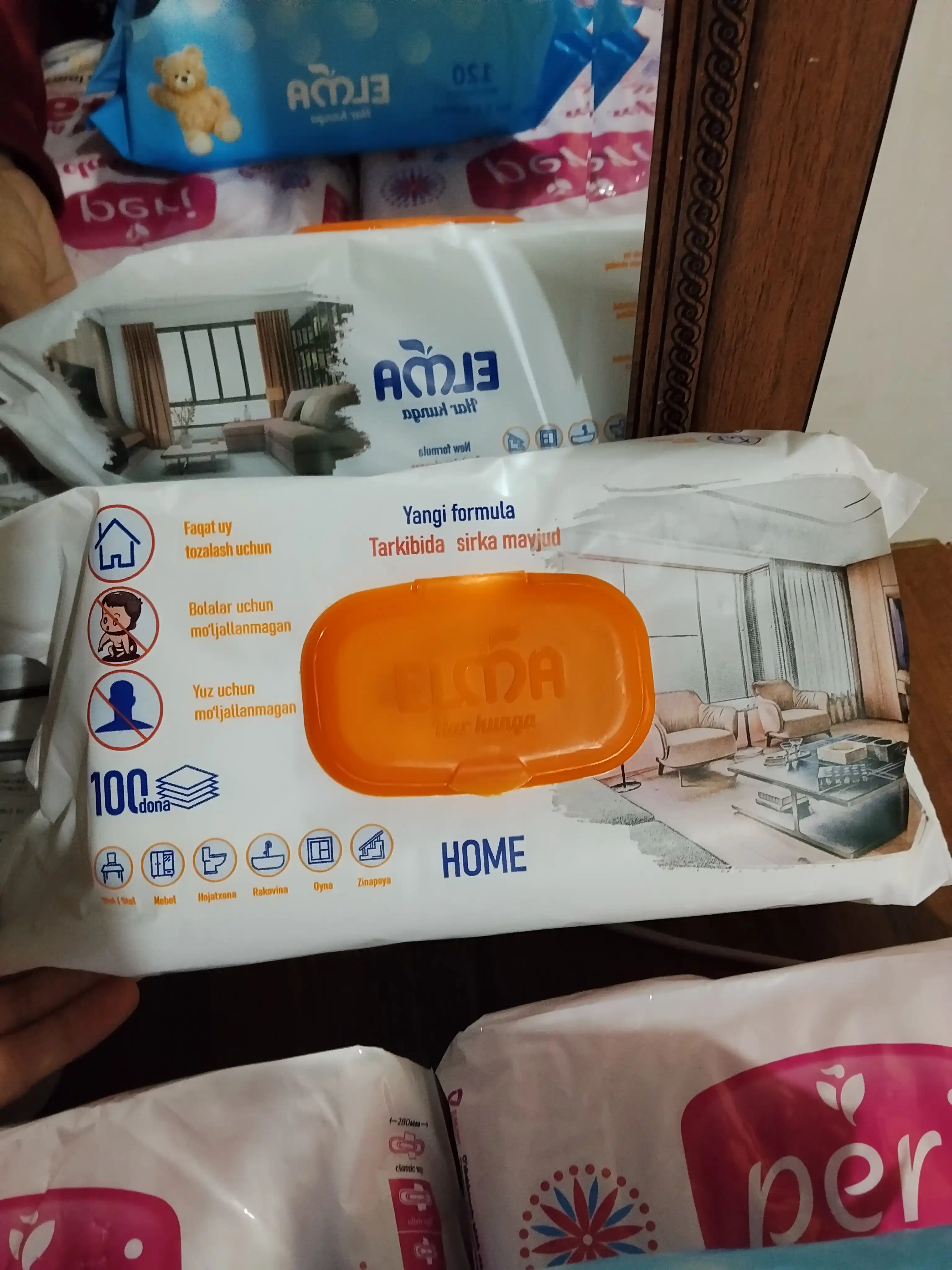 Nam salfetkalar Elma, Sirka, 100 dona