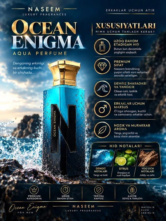 Alkogolsiz arab atirlari, ayollar va erkaklar uchun Naseem, 75 ml 