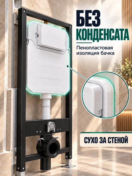 Osma unitaz uchun installyatsiya Emerich, yashirin bak, mustahkam po‘lat rama