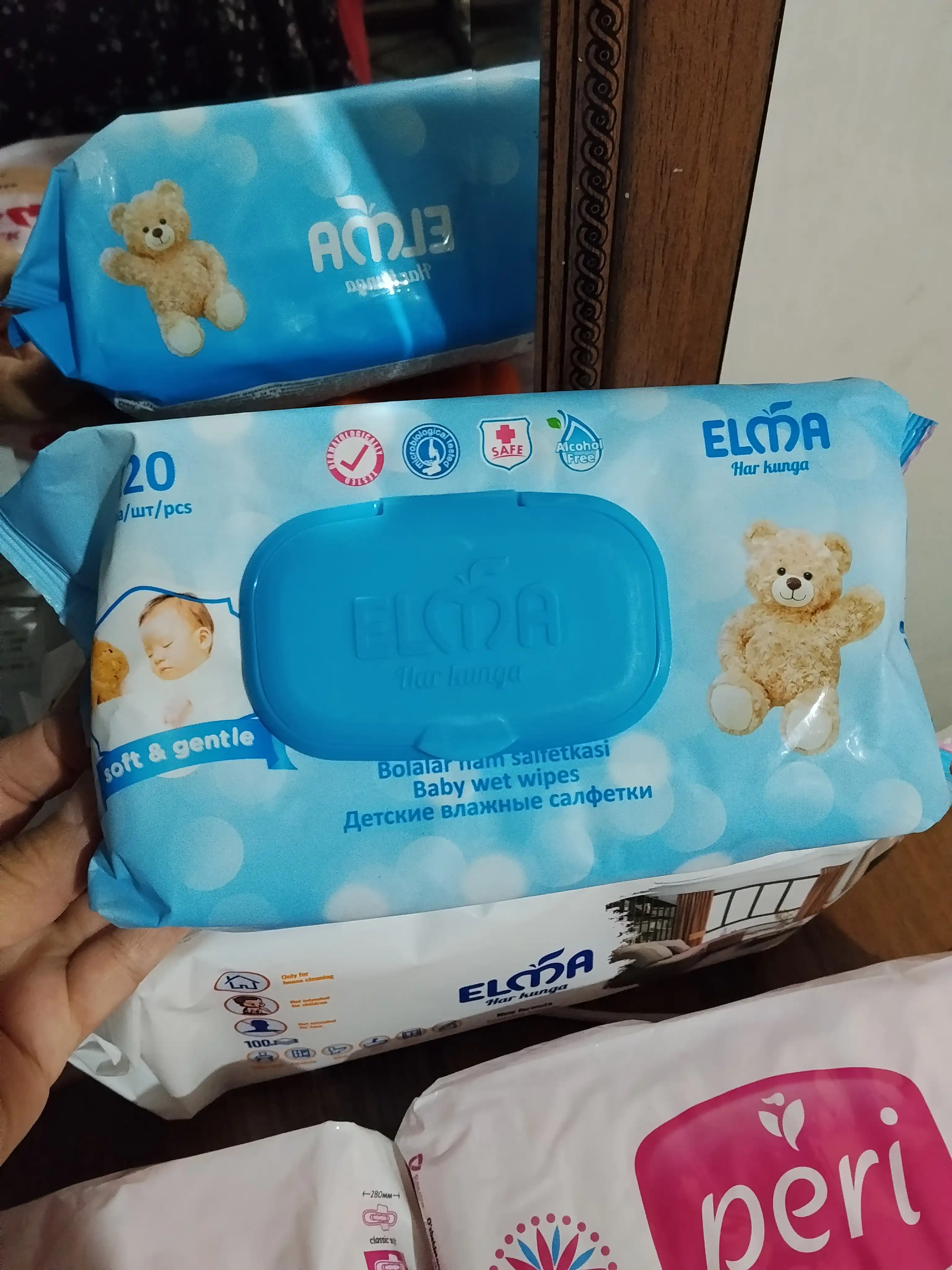 Nam salfetkalar tetiklantiruvchi Elma Baby Lux, 120 dona