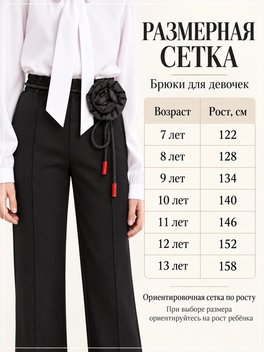 Классические брюки для девочки с начёсом, тёплые школьные штаны, 7–13 лет