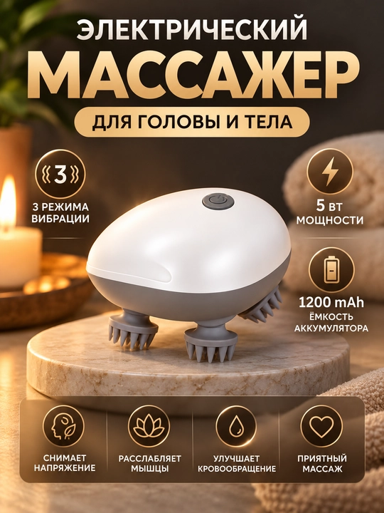 Массажер для головы, лица, шеи и тела электрический