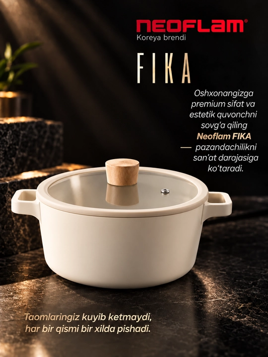 NEOFLAM FIKA quyma alyuminiy, tova, kastryulka, cho‘mich, gril, quymoqli tova