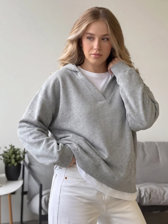Женский свитшот с капюшоном большие размеры - EllyFashion