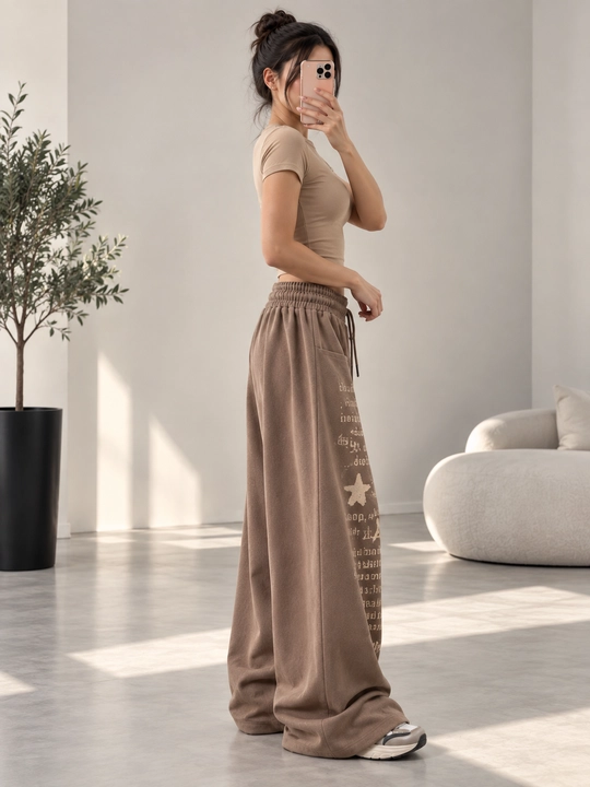 Ayollar keng shimlari printli oversize 44–50, yozuvli sport shimlari