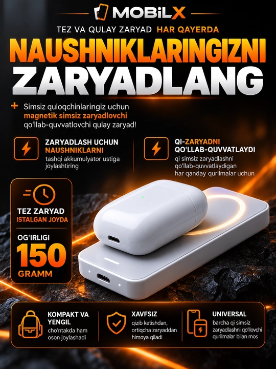 MagSafe power bank, iPhone uchun, 10.000 va 5.000 mA/h, Power bank