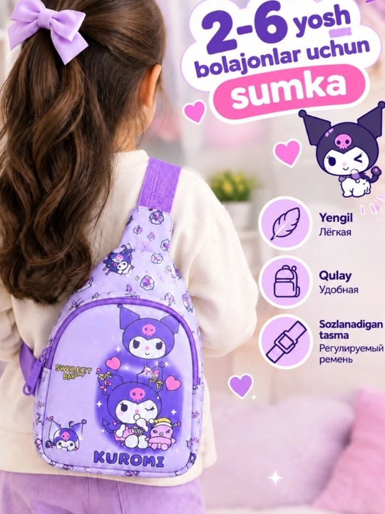 2–6 yoshli bolalar uchun yelkaga osiladigan mini sumka