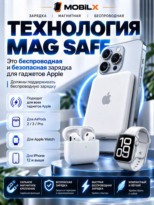 MagSafe power bank, iPhone uchun, 10.000 va 5.000 mA/h, Power bank