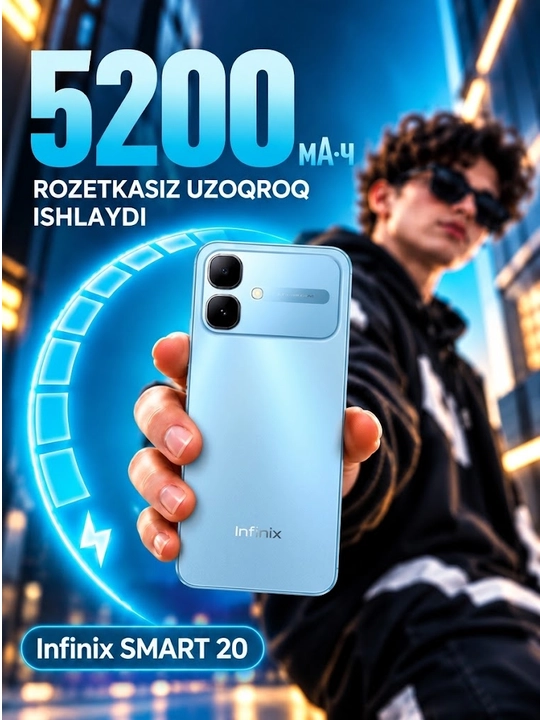 Смартфон Infinix Smart 20, 5200 мА·ч, 6.78″ HD+ IPS LCD 120 Гц MediaTek Helio G81 Ultimate