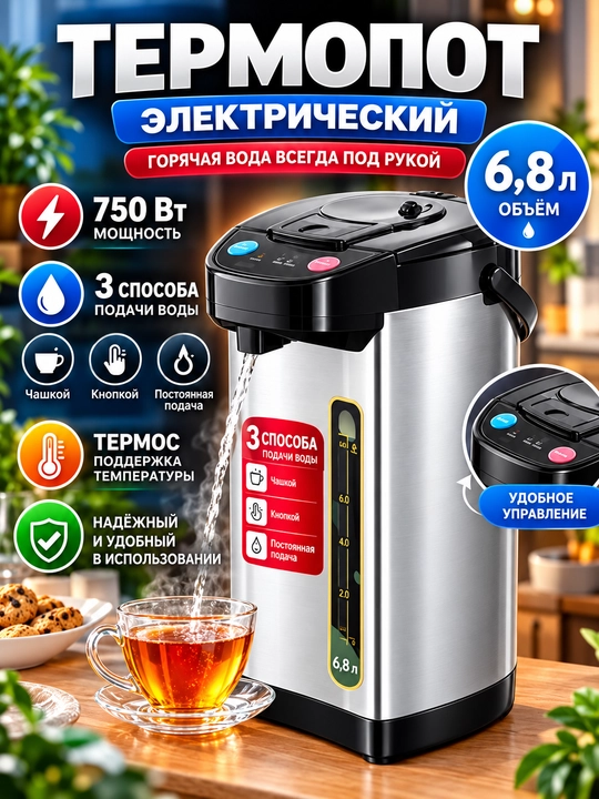 Термос термопот, электрический сомавар, тефаль термос - 