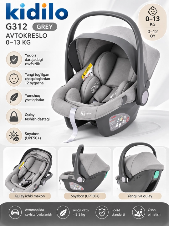 Bolalar uchun avtomobil o'rindig'i KIDILO G312/ G313/ G318/ LB221 - 