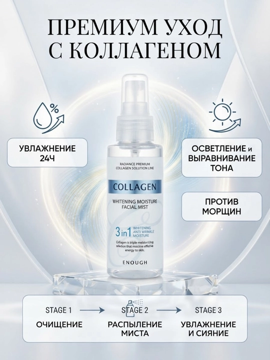 Enough Collagen koreys mist: namlash, oqartirish va ajinlardan himoya