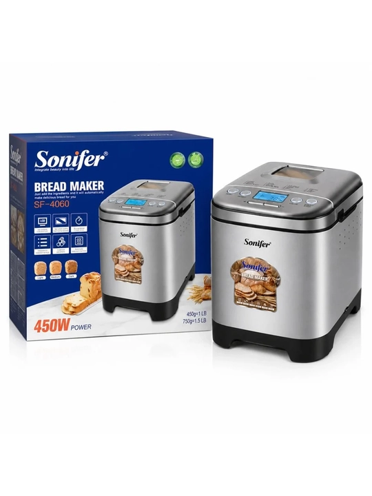 Хлебопечка Sonifer SF-4060 из нержавеющей стали, с 12 программами