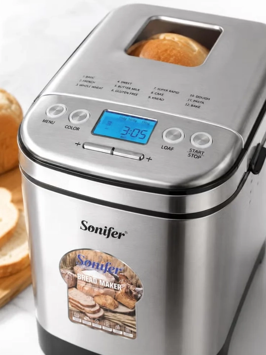 Хлебопечка Sonifer SF-4060 из нержавеющей стали, с 12 программами